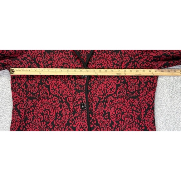 JM Collections Womens 2X Cardigan Sweater Blazer Red Black V Neck Old Money - Picture 7 of 10